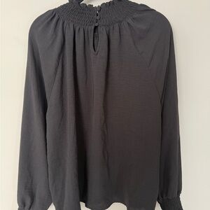 Nine West XXL Elegant Black Smocked Women's Top